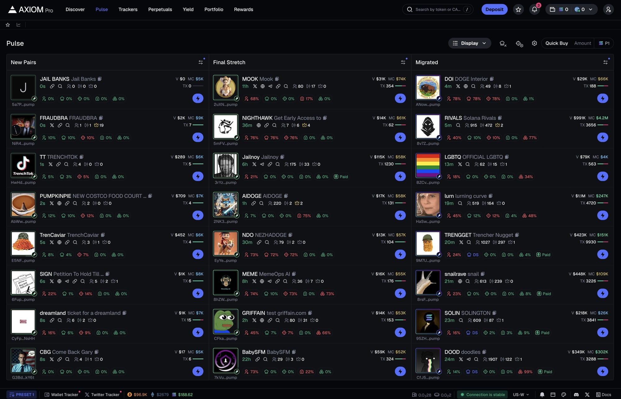 Axiom Trading Bot dashboard